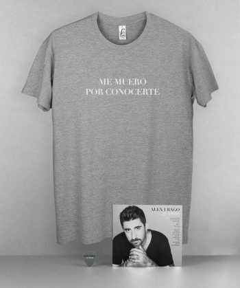 Pack Camiseta Gris Me Muero por Conocerte + CD + Púa Alex Ubago
