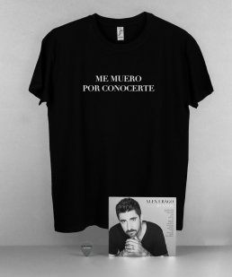 Pack Camiseta Negra Me Muero por Conocerte + CD + Púa Alex Ubago